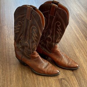 Brown Leather Heeled Western Boots, size 8.5
